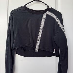 Gymshark Black Cropped Sweatshirt with Graphic Trim